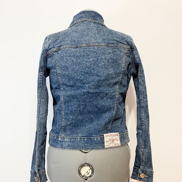 True Religion NWT Sz L  Medium  Wash Jesse Single Needle Slim Fit Denim Jacket - Picture 13 of 14